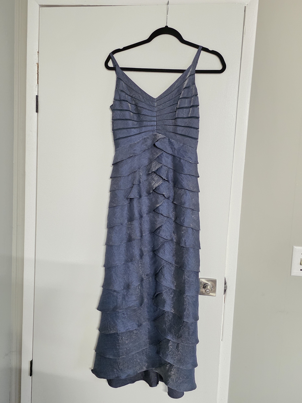 Navy Blue Adrianna Papell Navy Tiered Ruffle Maxi Dress